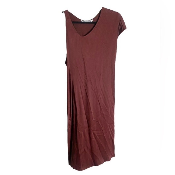 Zara Maroon Red Asymmetrical MIDI  Dress L - Picture 2 of 7